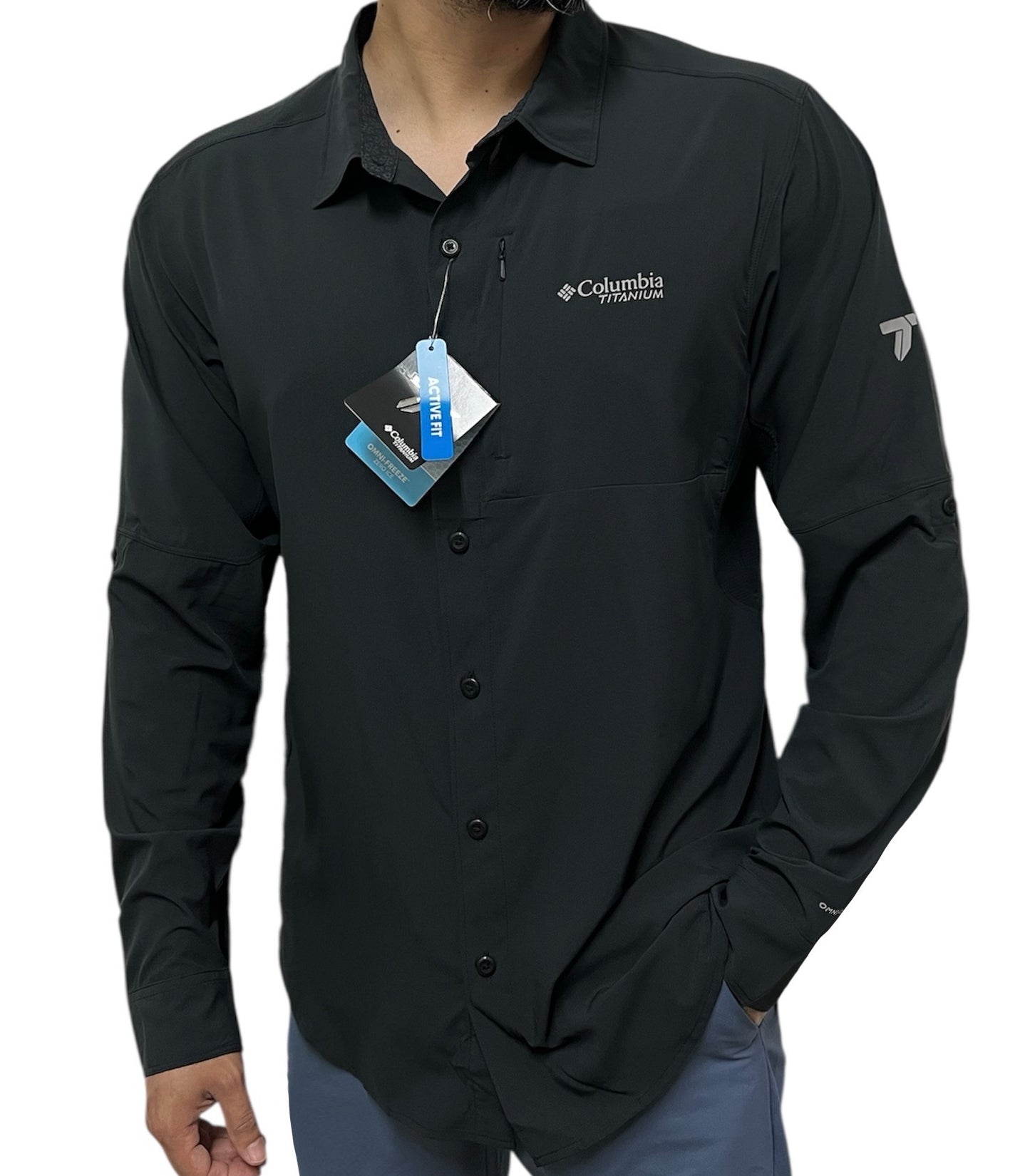 Camisa Columbia Manga Larga Negra