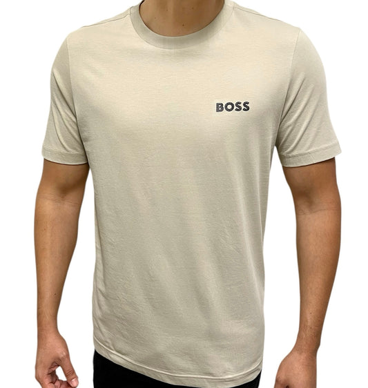 Camiseta BOSS Beige Logo Negro en pecho