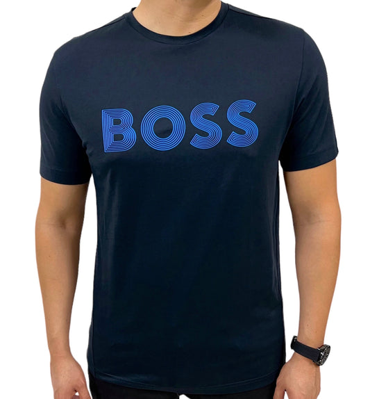 Camiseta BOSS Azul Marino con Logo Azul Rey