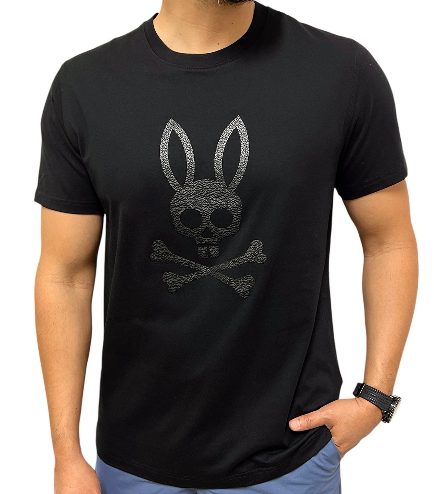 Camiseta Psicho Bunny Negra Logo Texturizado