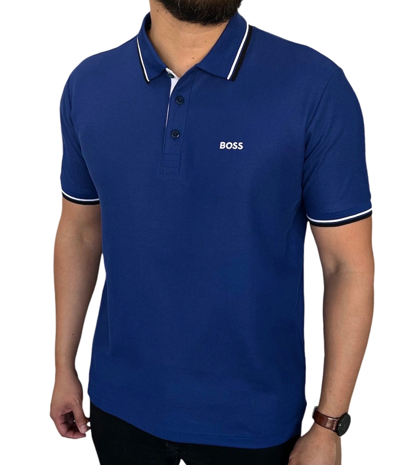 Polo BOSS azul corte ajustado