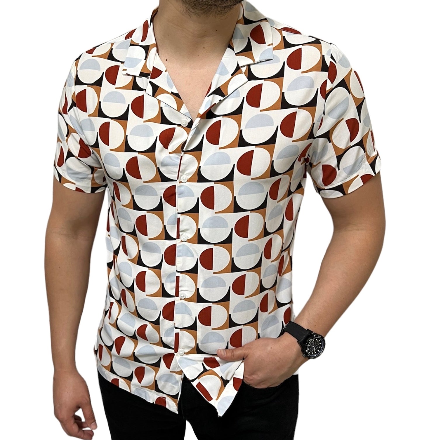 Camisa Manga Corta Cactus Man Estampado Circular