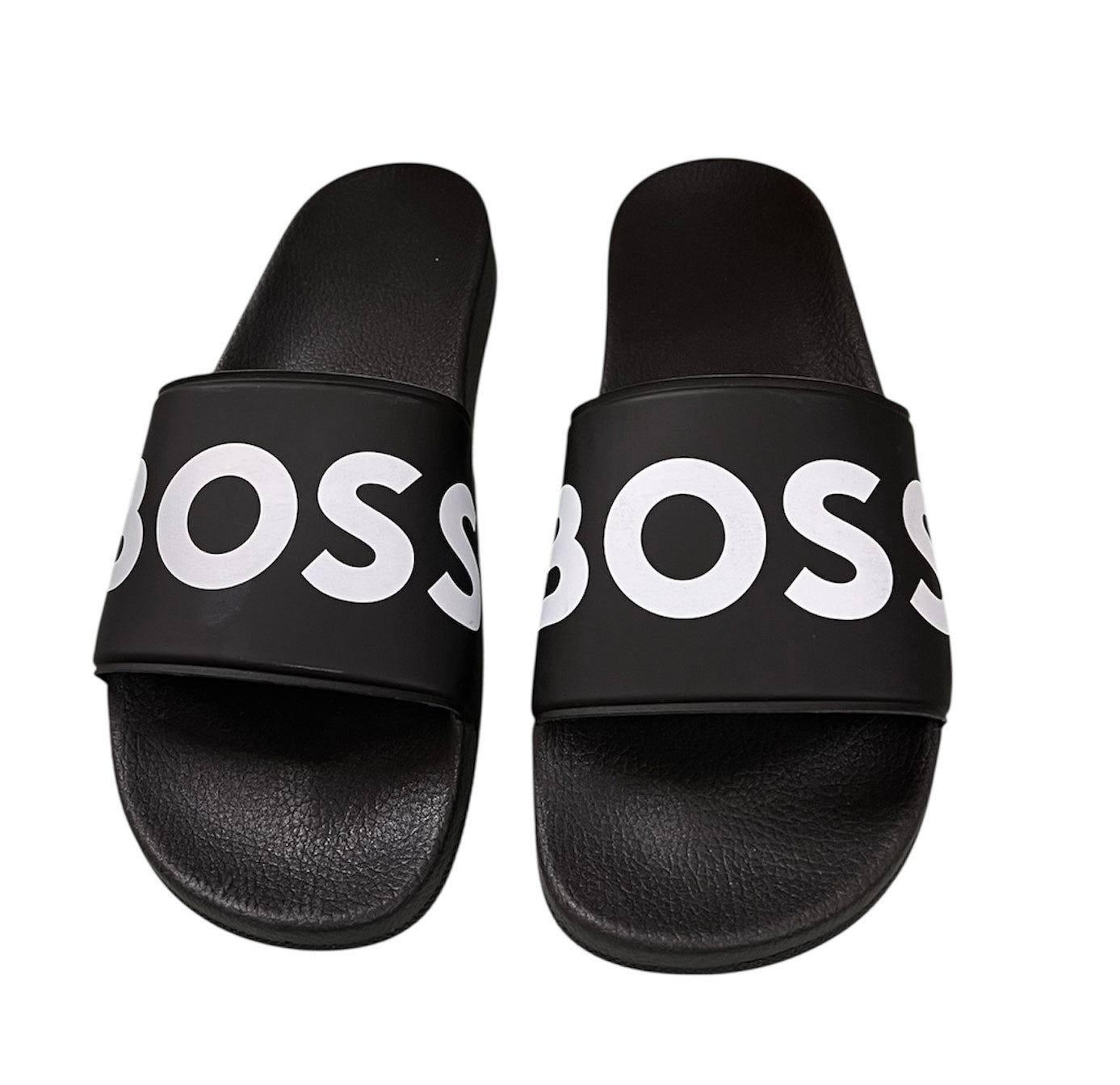 Sandalia BOSS Negra Logo Blanco
