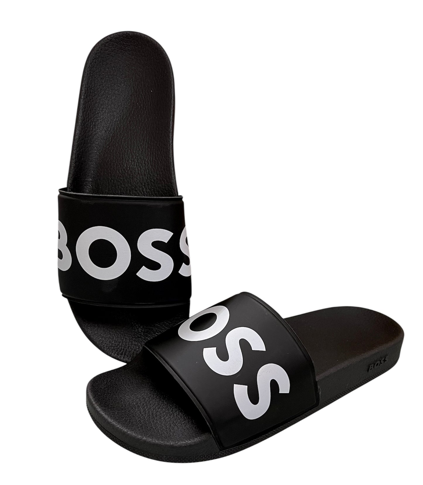 Sandalia BOSS Negra Logo Blanco