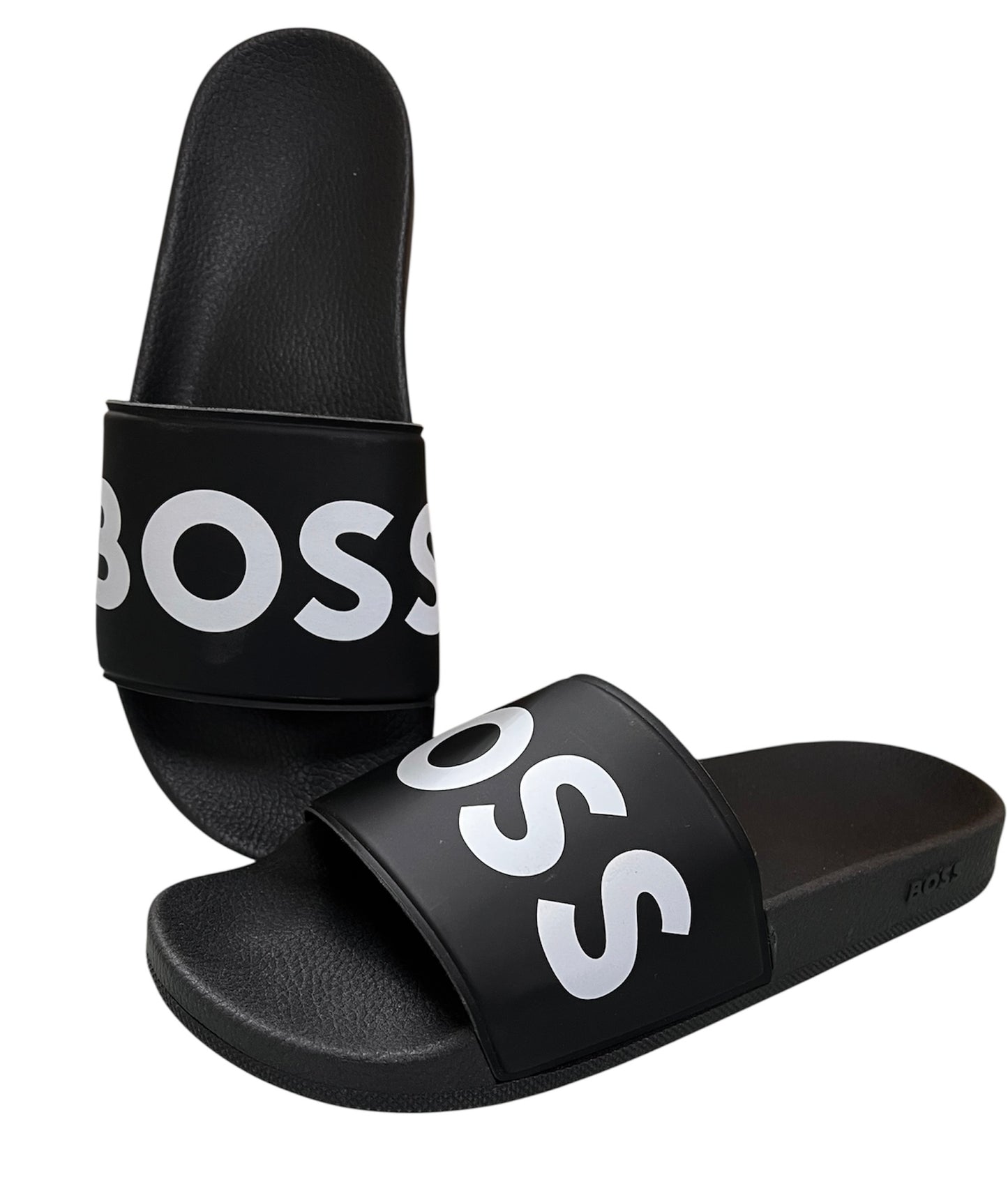 Sandalia BOSS Negra Logo Blanco