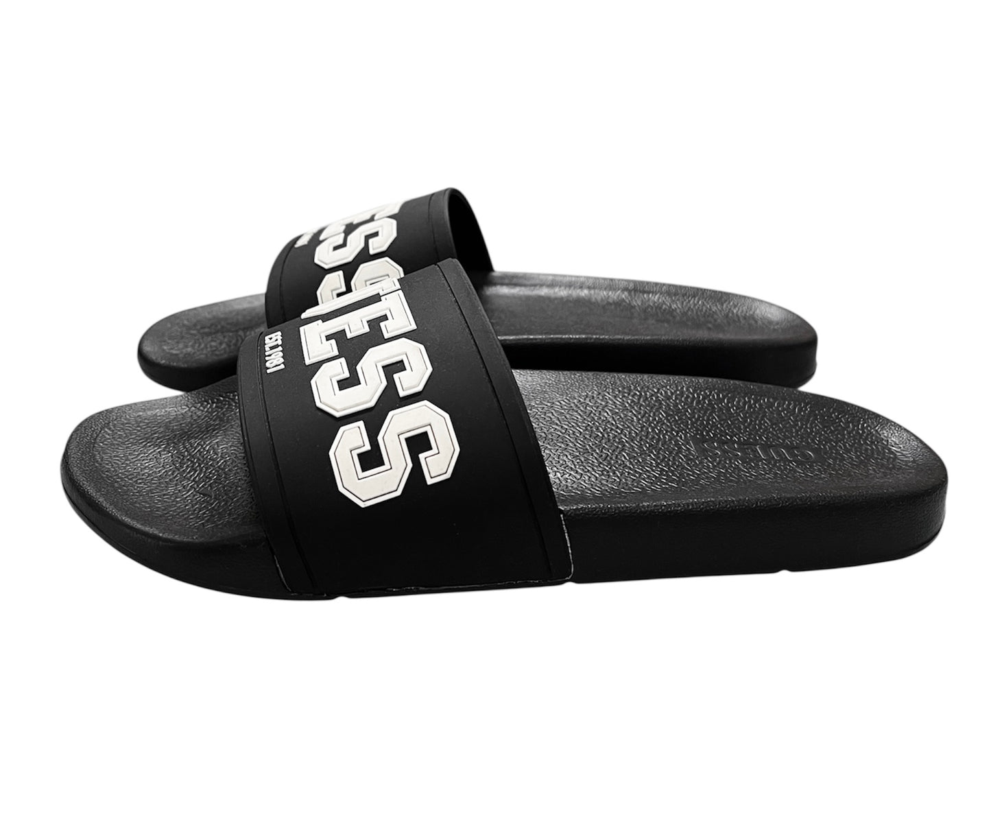 Sandalia Guess Negra Letras Blancas
