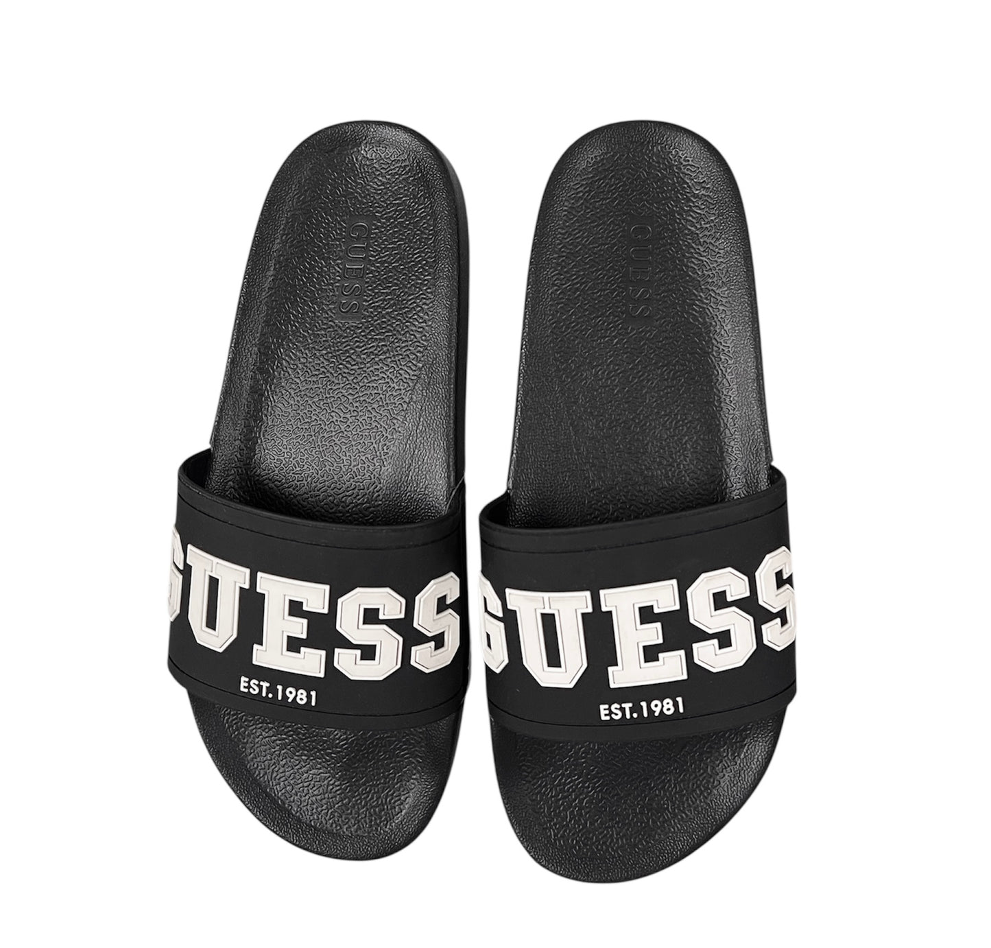Sandalia Guess Negra Letras Blancas
