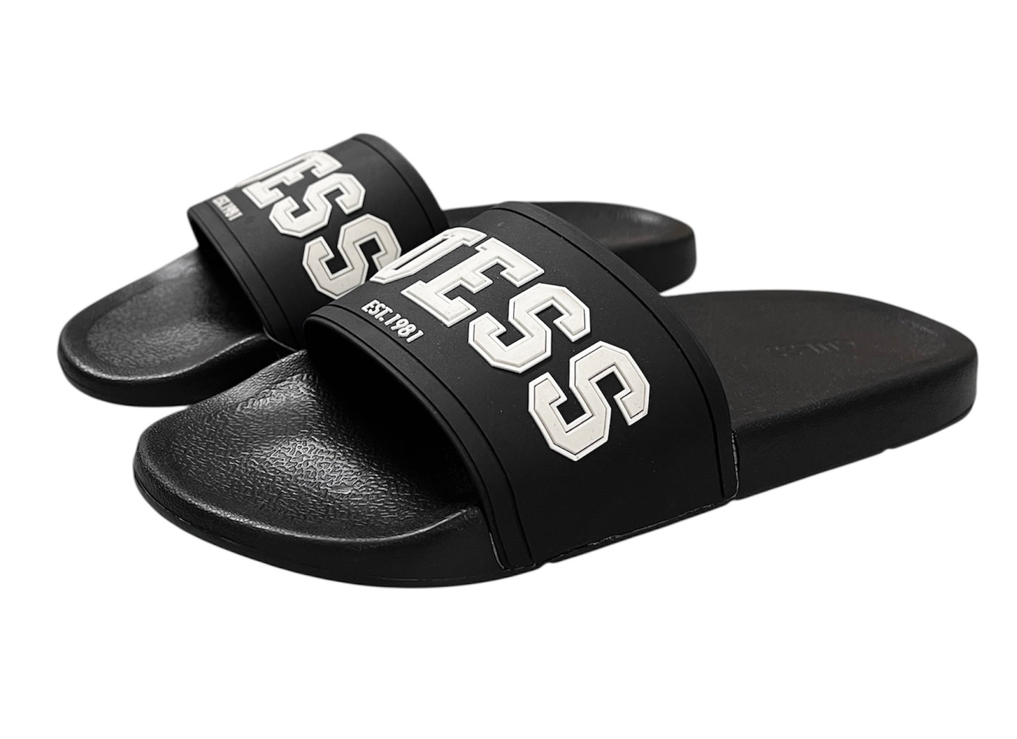 Sandalia Guess Negra Letras Blancas