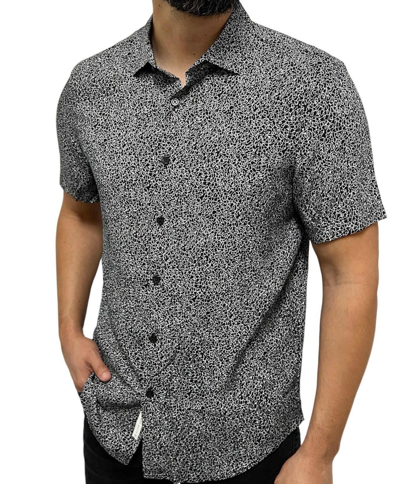Camisa Perry Ellis Manga Corta Garabatos