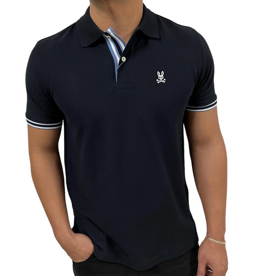 Polo Psicho Bunny Negro Cuello Bordado