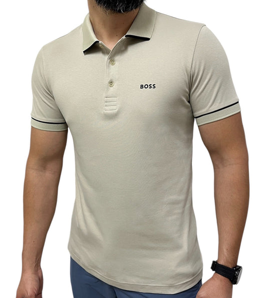 Polo Boss Beige Logo Negro