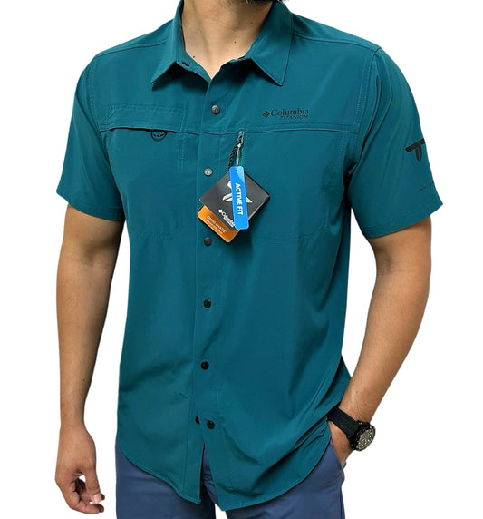 Camisa Columbia Manga Corta Titanium Valley Blue