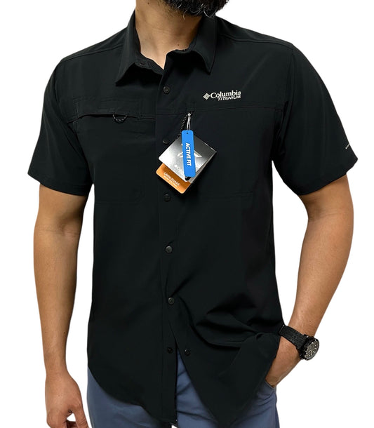 Camisa Columbia Manga Corta Negra