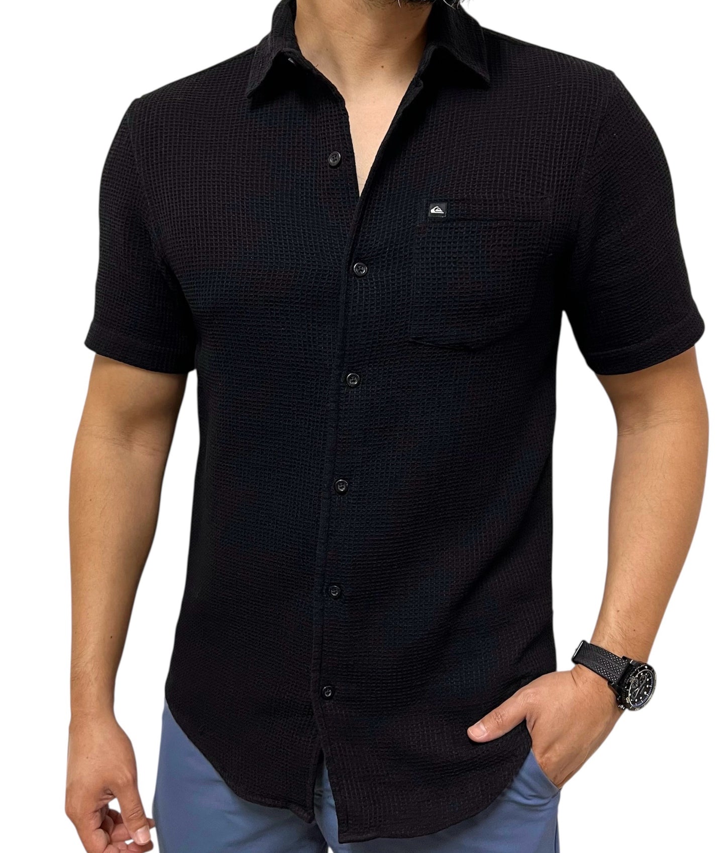 Camisa Quicksilver Negra Texturizada