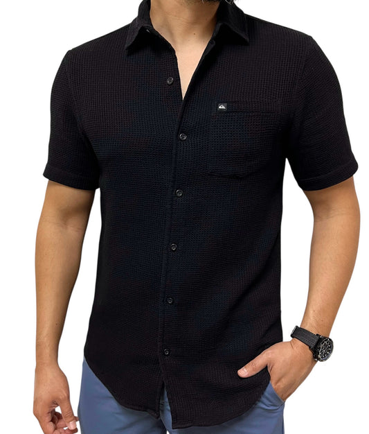 Camisa Quicksilver Negra Texturizada