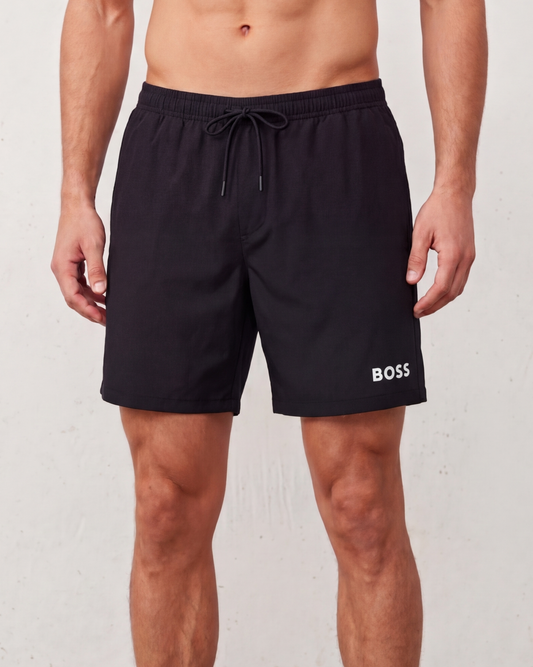 Short BOSS Negro Logo Blanco