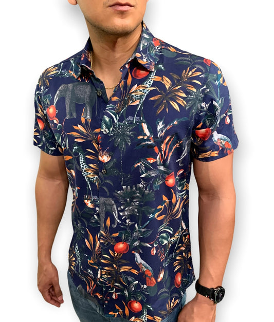 Camisa Manga Corta Prejuicio Estampado Fauna