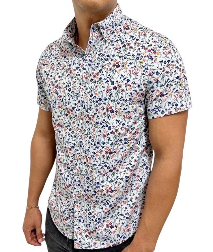 Camisa D&F Manga Corta Estampado Flor